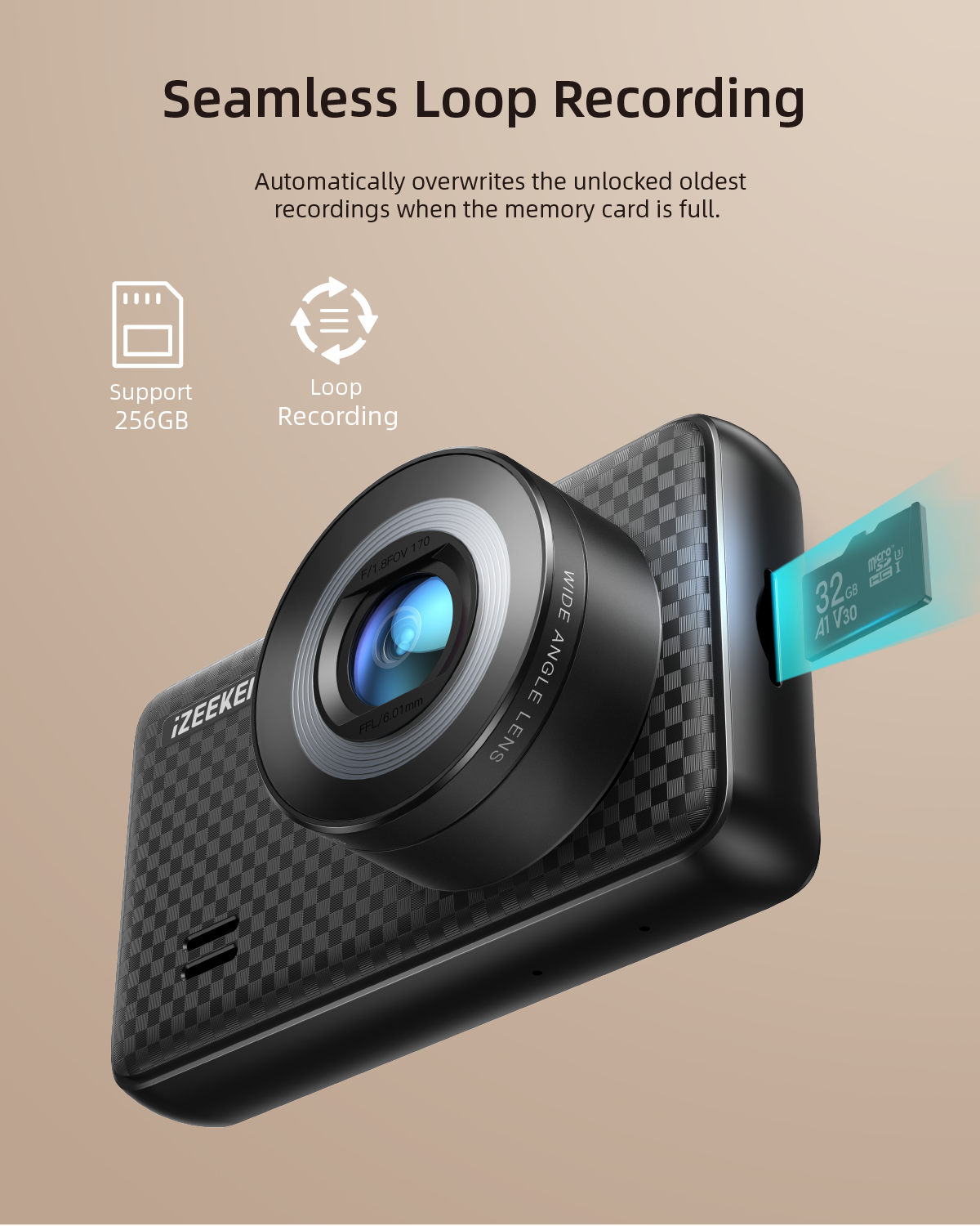 iZEEKER Dash Cam Front and Rear with SD Card 1080P Full HD Car Camera, Dual  Dash Camera for Cars with Accident Recording, Parking Monitor, Night